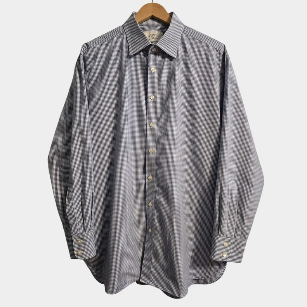 Charles Tyrwhitt Classic Fit Shirt 18x35 Blue Check Smart-Casual Professional - Picture 2 of 9